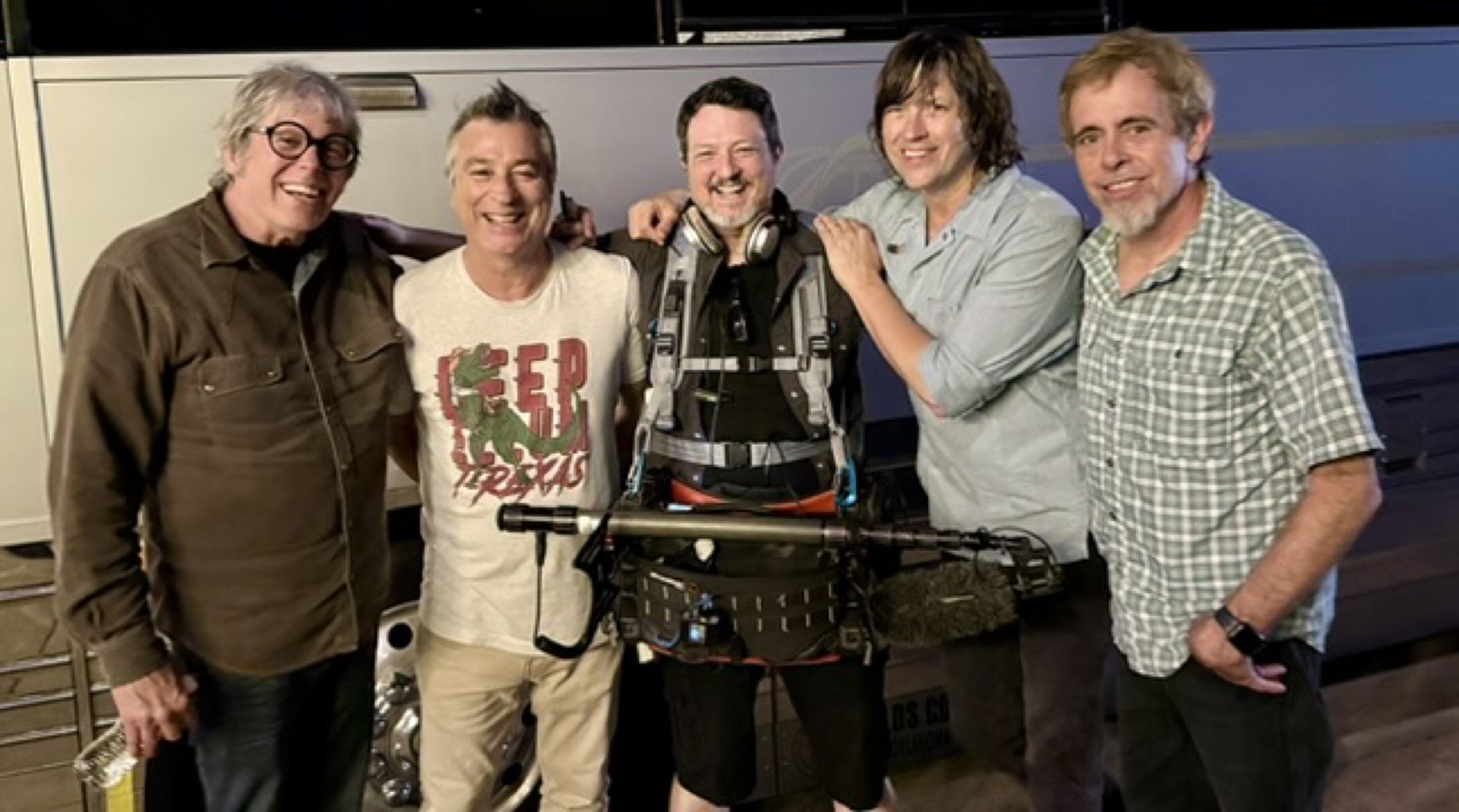 Stephen Perkins with a production crew after a shoot