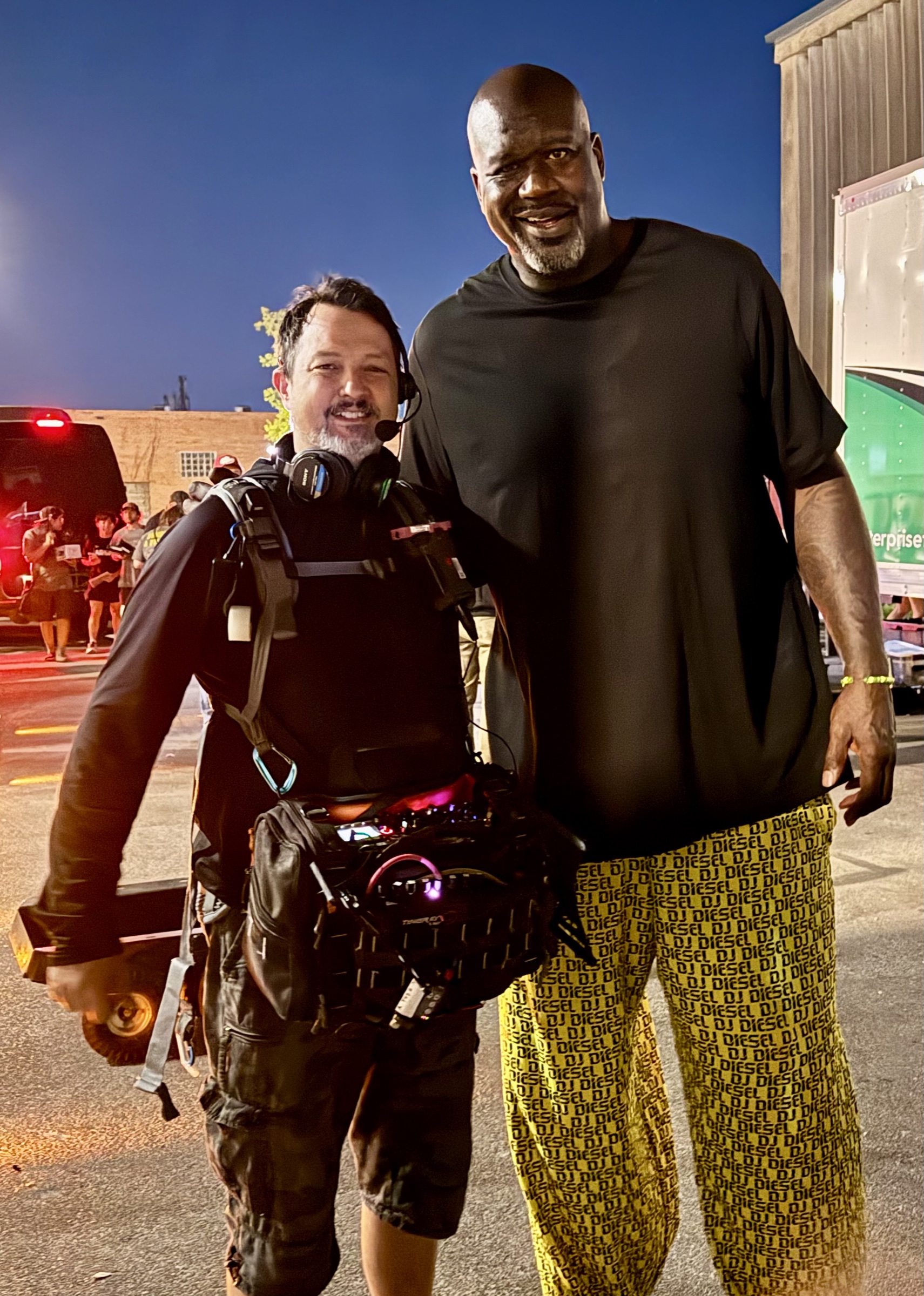 Stephen Perkins wearing his production sound rig on location